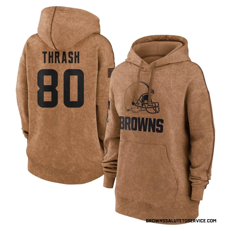 Women's Jamari Thrash Cleveland Browns Brown 2023 Salute To Service Pullover Hoodie