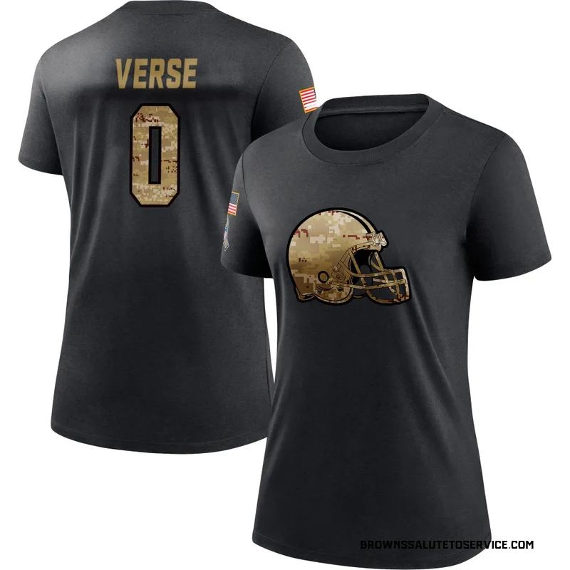 Women's Jared Verse Cleveland Browns Black 2020 Salute To Service Performance T-Shirt