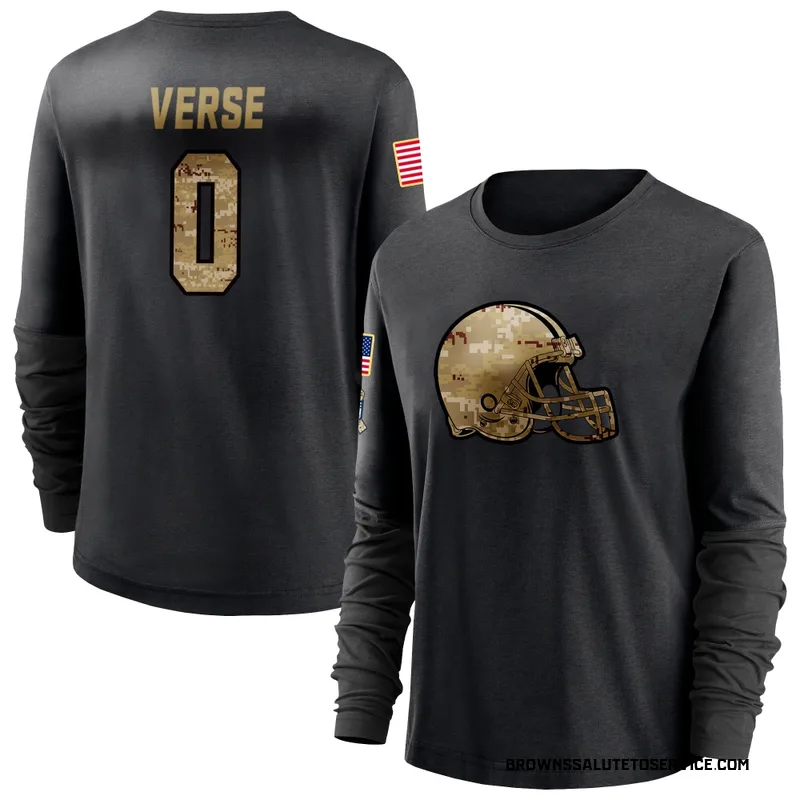 Women's Jared Verse Cleveland Browns Black 2020 Salute To Service Sideline Performance Long Sleeve T-Shirt