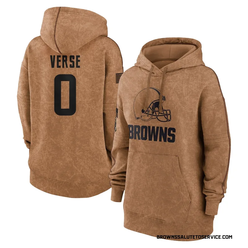 Women's Jared Verse Cleveland Browns Brown 2023 Salute To Service Pullover Hoodie