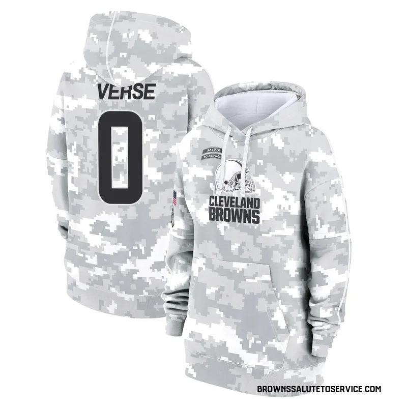 Women's Jared Verse Cleveland Browns Camo Arctic 2024 Salute to Service Club Fleece Pullover Hoodie