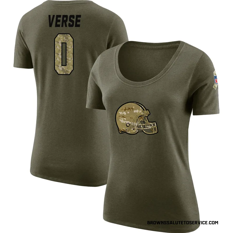 Women's Jared Verse Cleveland Browns Legend Olive Salute to Service Scoop Neck T-Shirt