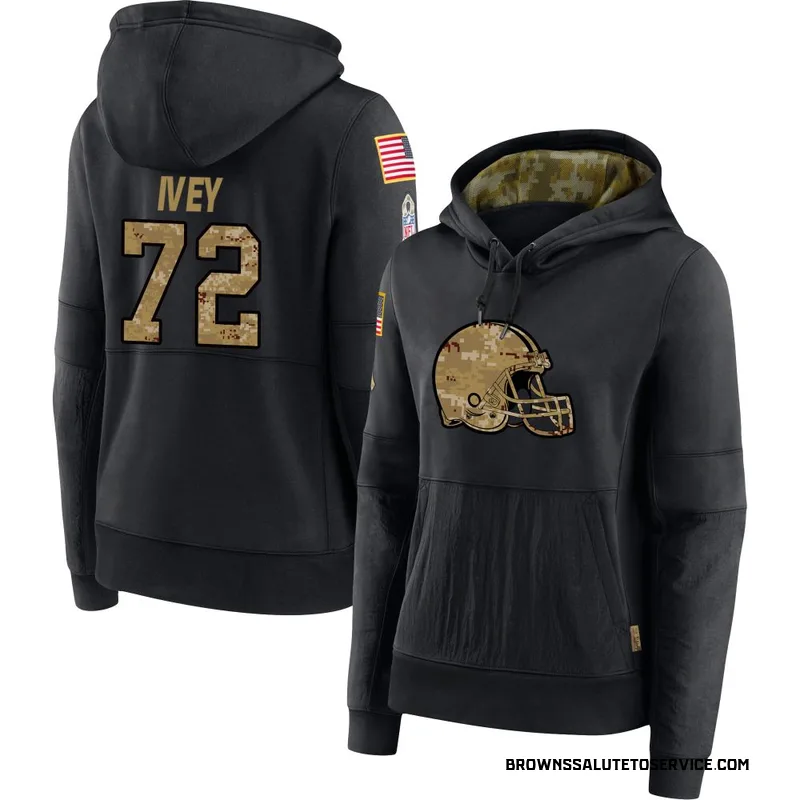 Women's Jason Ivey Cleveland Browns Black 2020 Salute to Service Sideline Performance Pullover Hoodie