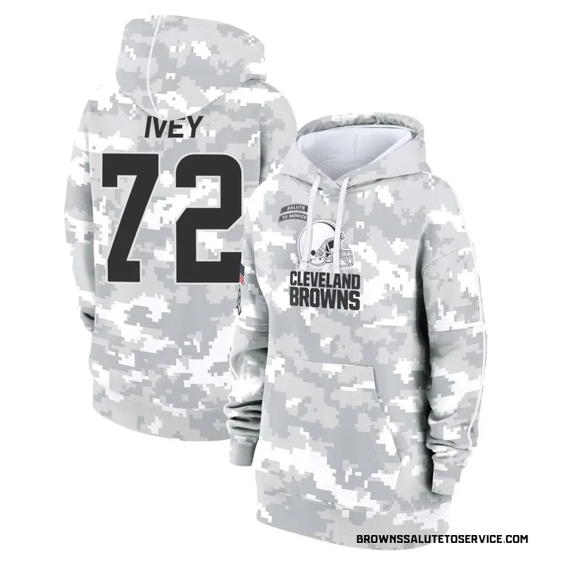 Women's Jason Ivey Cleveland Browns Camo Arctic 2024 Salute to Service Club Fleece Pullover Hoodie