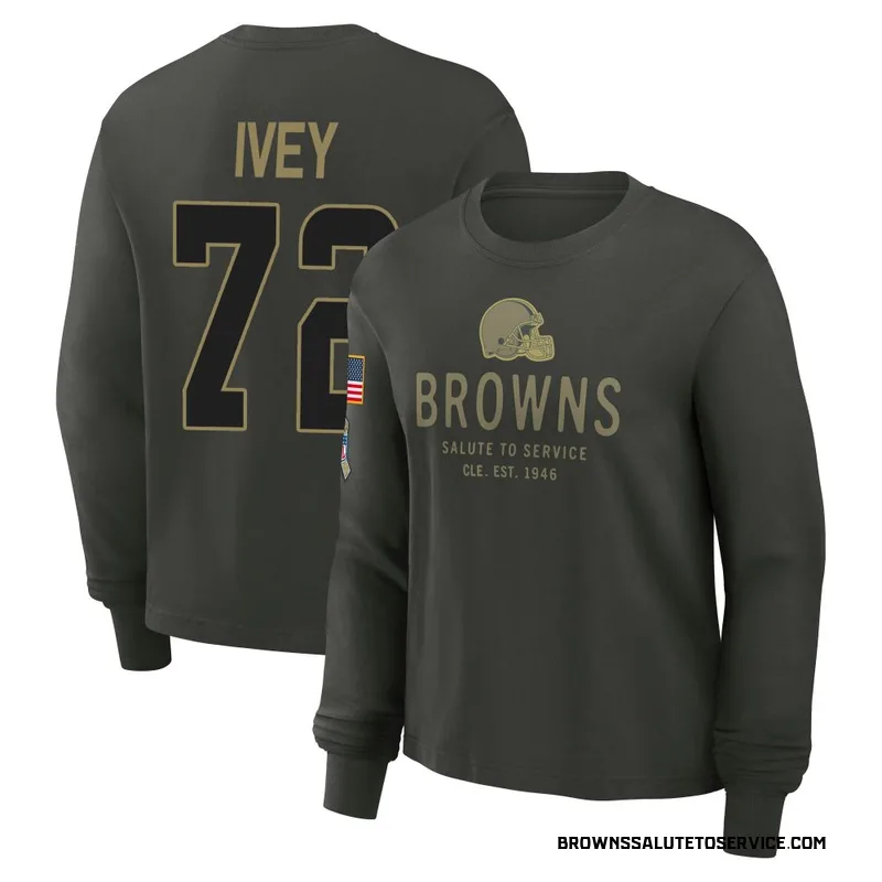 Women's Jason Ivey Cleveland Browns Green Dark/ 2025 Salute to Service Sideline Long Sleeve T-Shirt