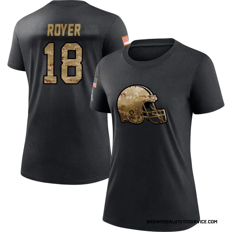 Women's Joe Royer Cleveland Browns Black 2020 Salute To Service Performance T-Shirt