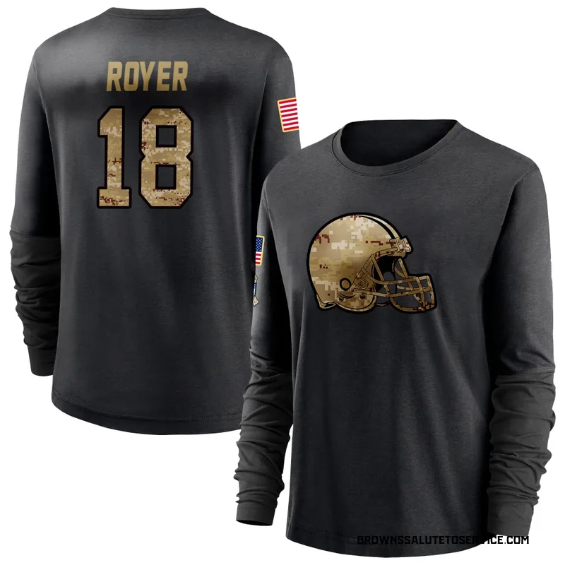 Women's Joe Royer Cleveland Browns Black 2020 Salute To Service Sideline Performance Long Sleeve T-Shirt