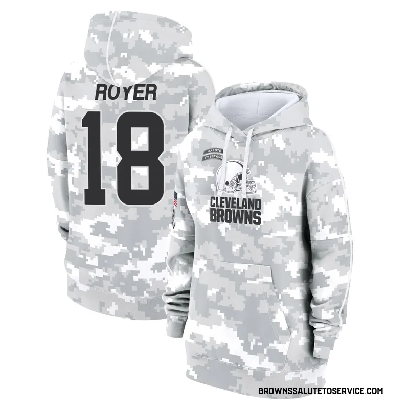 Women's Joe Royer Cleveland Browns Camo Arctic 2024 Salute to Service Club Fleece Pullover Hoodie