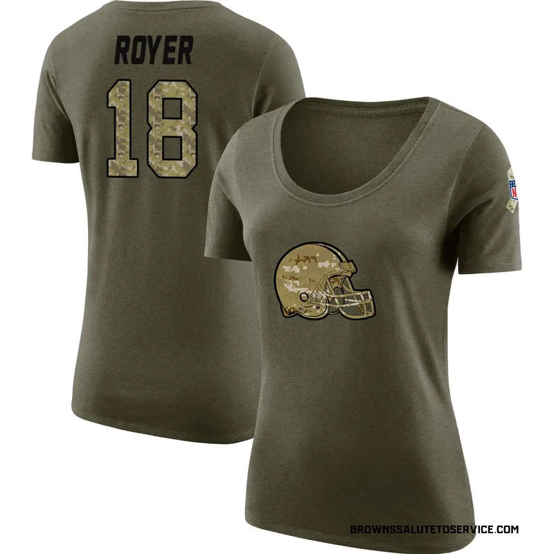 Women's Joe Royer Cleveland Browns Legend Olive Salute to Service Scoop Neck T-Shirt