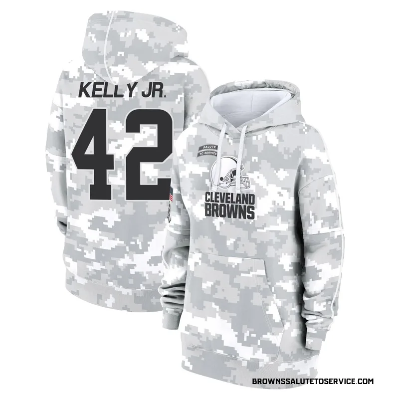 Women's John Kelly Jr. Cleveland Browns Camo Arctic 2024 Salute to Service Club Fleece Pullover Hoodie