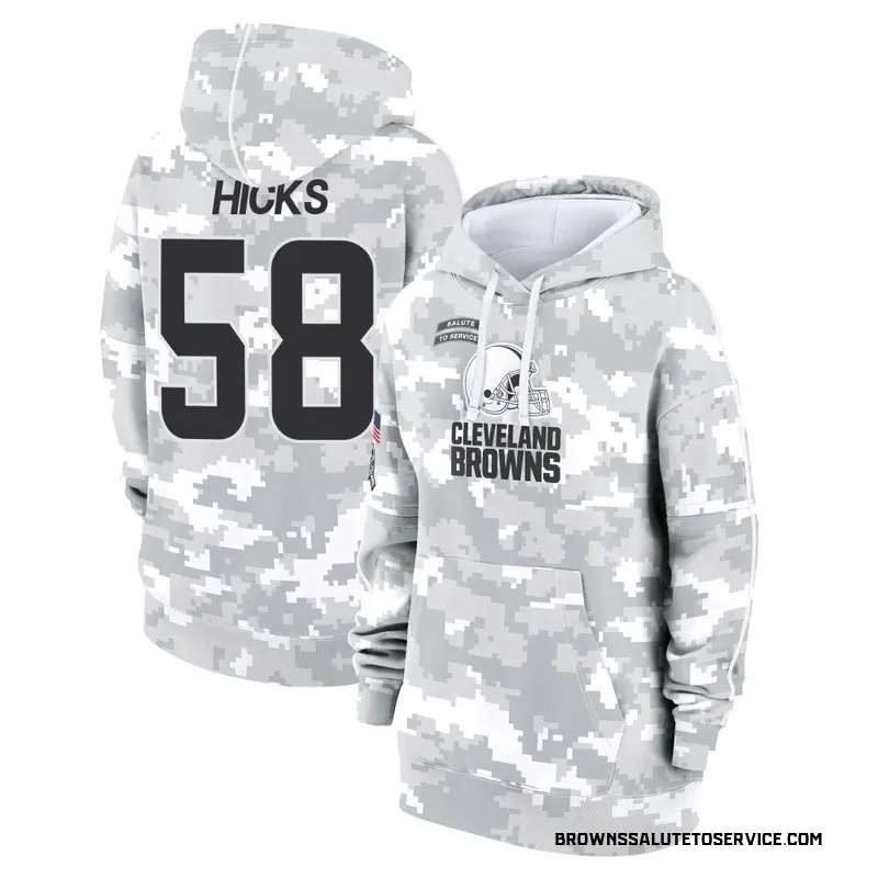 Women's Jordan Hicks Cleveland Browns Camo Arctic 2024 Salute to Service Club Fleece Pullover Hoodie
