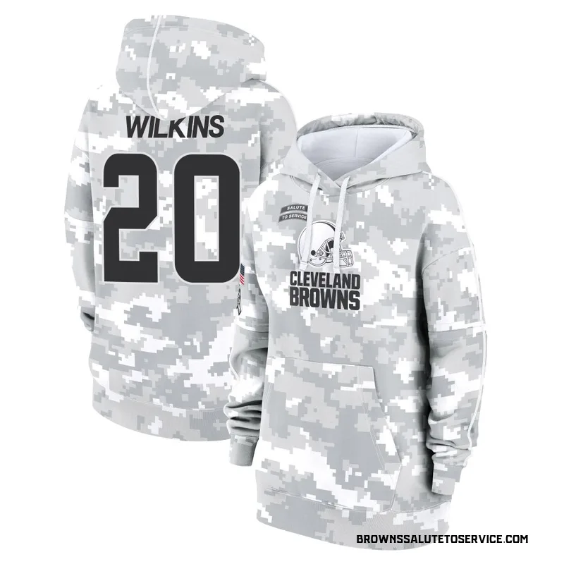 Women's Jordan Wilkins Cleveland Browns Camo Arctic 2024 Salute to Service Club Fleece Pullover Hoodie
