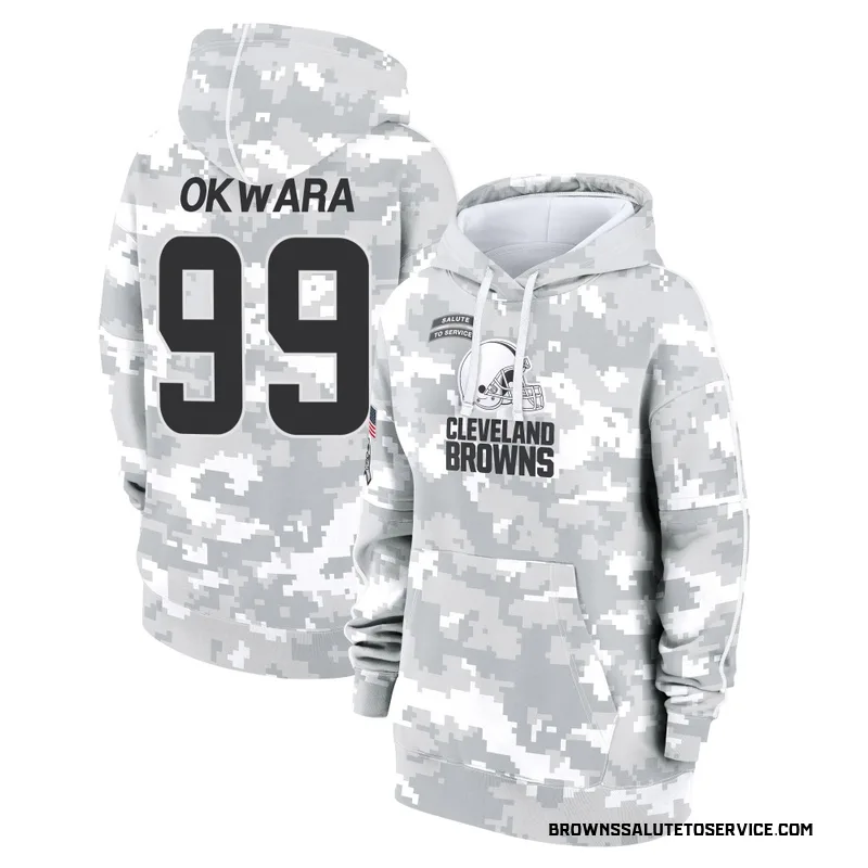 Women's Julian Okwara Cleveland Browns Camo Arctic 2024 Salute to Service Club Fleece Pullover Hoodie