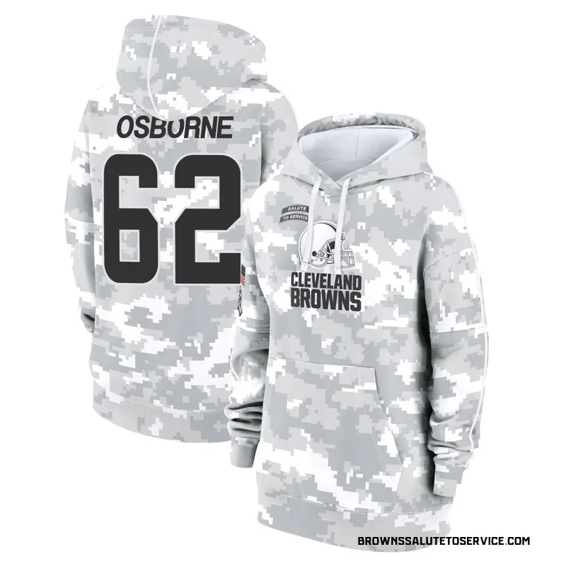 Women's Justin Osborne Cleveland Browns Camo Arctic 2024 Salute to Service Club Fleece Pullover Hoodie