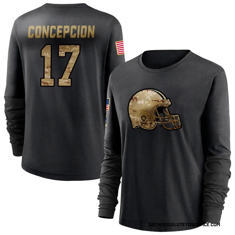 Women's KC Concepcion Cleveland Browns Black 2020 Salute To Service Sideline Performance Long Sleeve T-Shirt