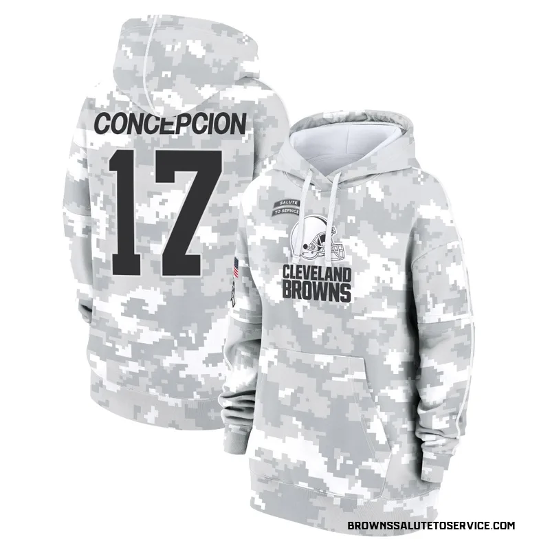 Women's KC Concepcion Cleveland Browns Camo Arctic 2024 Salute to Service Club Fleece Pullover Hoodie
