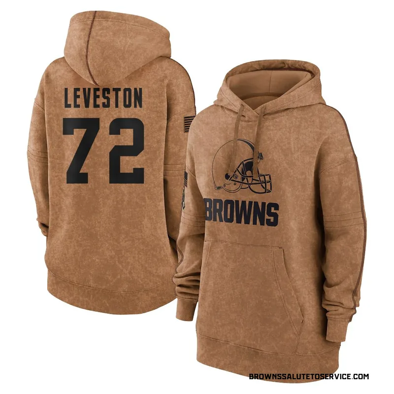 Women's KT Leveston Cleveland Browns Brown 2023 Salute To Service Pullover Hoodie