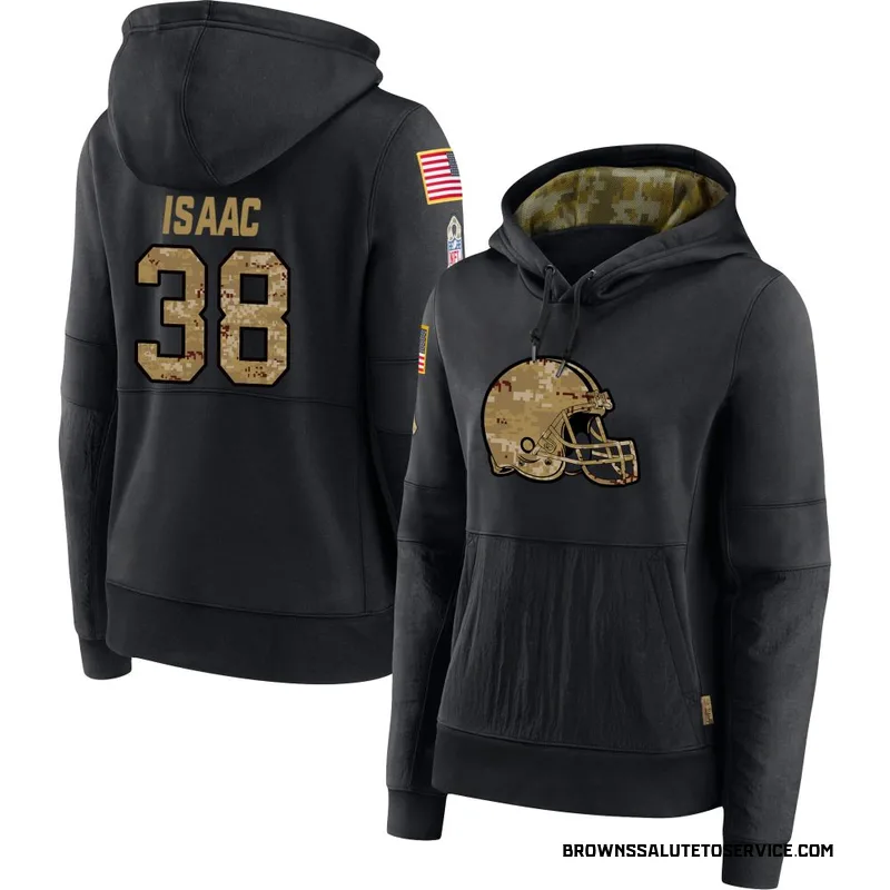 Women's Keenan Isaac Cleveland Browns Black 2020 Salute to Service Sideline Performance Pullover Hoodie