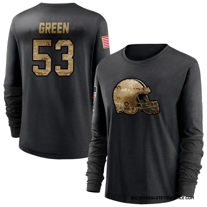 Women's Kendrick Green Cleveland Browns Black 2020 Salute To Service Sideline Performance Long Sleeve T-Shirt