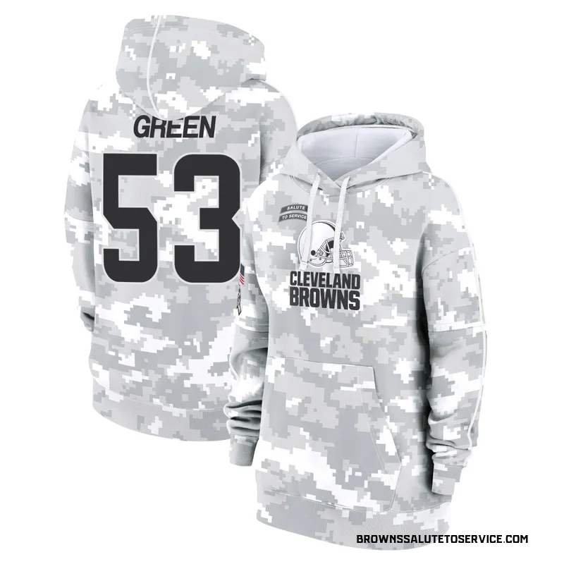 Women's Kendrick Green Cleveland Browns Camo Arctic 2024 Salute to Service Club Fleece Pullover Hoodie