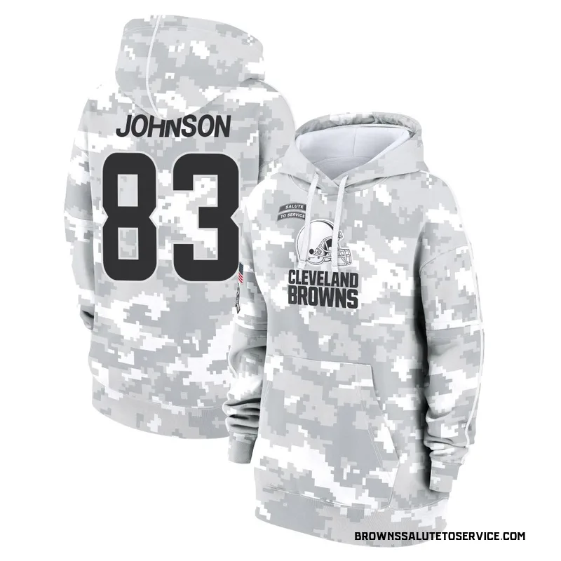 Women's Kisean Johnson Cleveland Browns Camo Arctic 2024 Salute to Service Club Fleece Pullover Hoodie