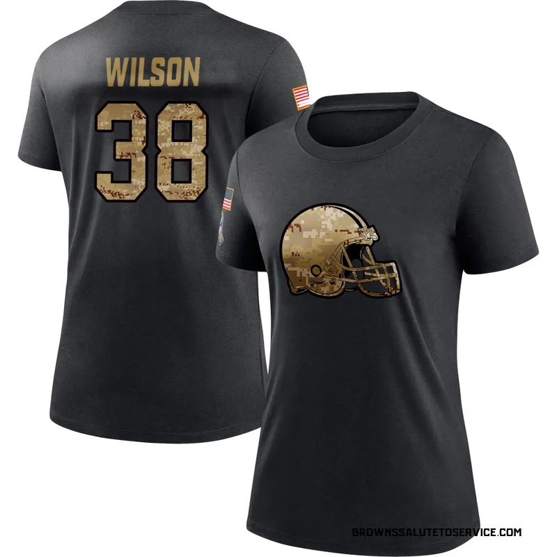Women's Kole Wilson Cleveland Browns Black 2020 Salute To Service Performance T-Shirt