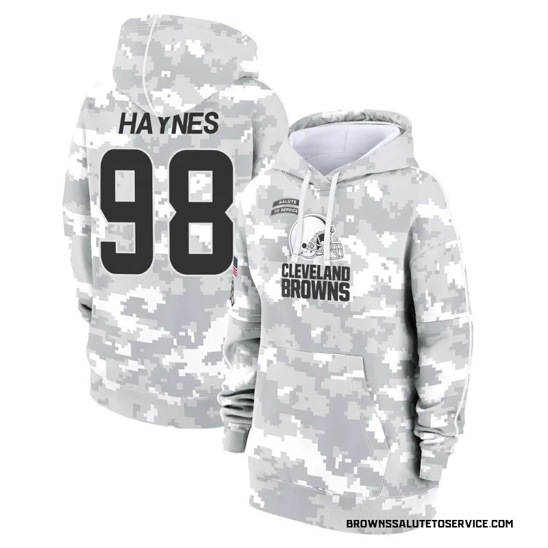 Women's Marcus Haynes Cleveland Browns Camo Arctic 2024 Salute to Service Club Fleece Pullover Hoodie