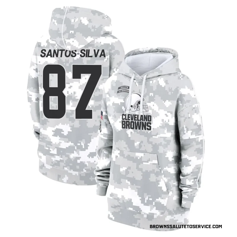 Women's Marcus Santos-Silva Cleveland Browns Camo Arctic 2024 Salute to Service Club Fleece Pullover Hoodie