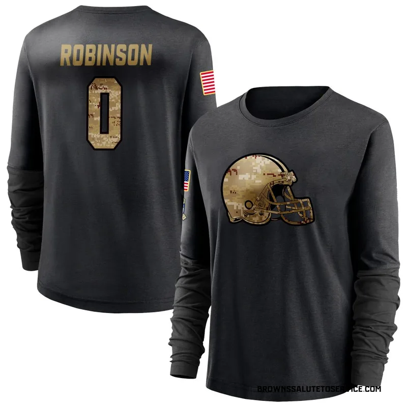 Women's Mark Robinson Cleveland Browns Black 2020 Salute To Service Sideline Performance Long Sleeve T-Shirt