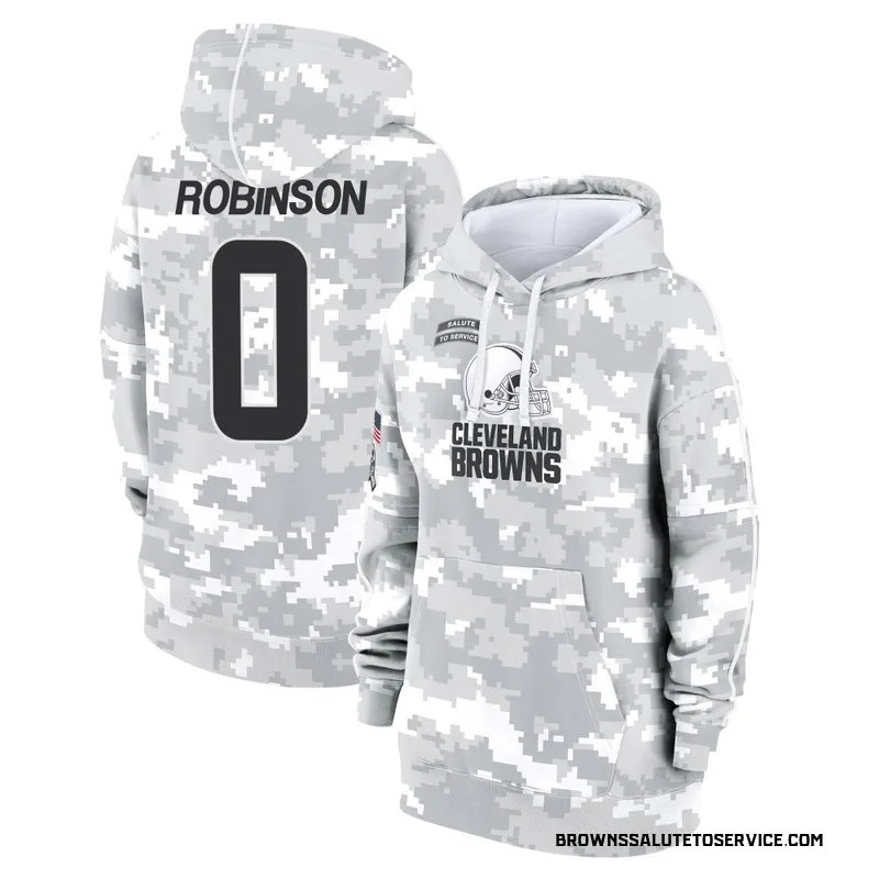 Women's Mark Robinson Cleveland Browns Camo Arctic 2024 Salute to Service Club Fleece Pullover Hoodie