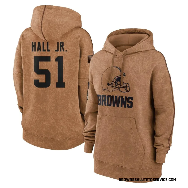 Women's Mike Hall Jr. Cleveland Browns Brown 2023 Salute To Service Pullover Hoodie