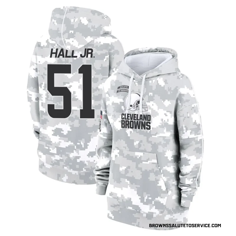 Women's Mike Hall Jr. Cleveland Browns Camo Arctic 2024 Salute to Service Club Fleece Pullover Hoodie