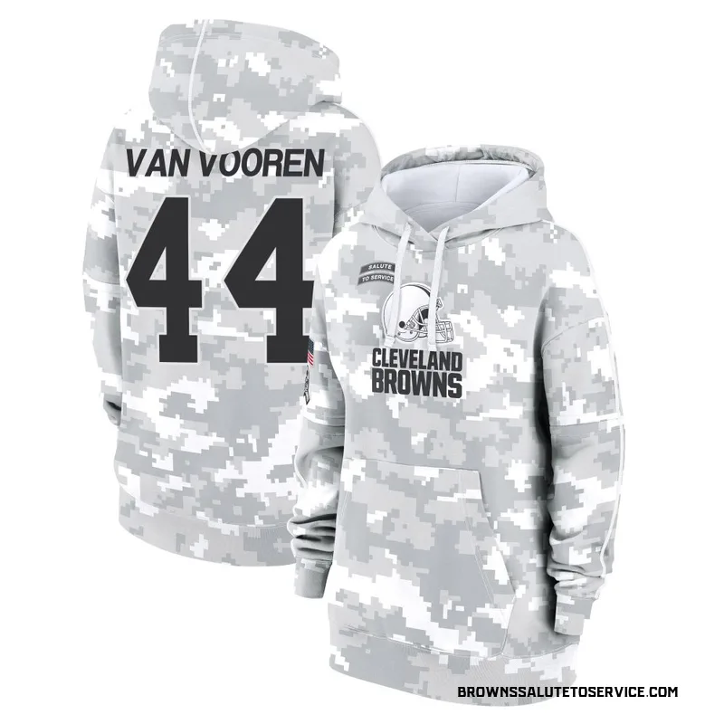 Women's Mitch Van Vooren Cleveland Browns Camo Arctic 2024 Salute to Service Club Fleece Pullover Hoodie