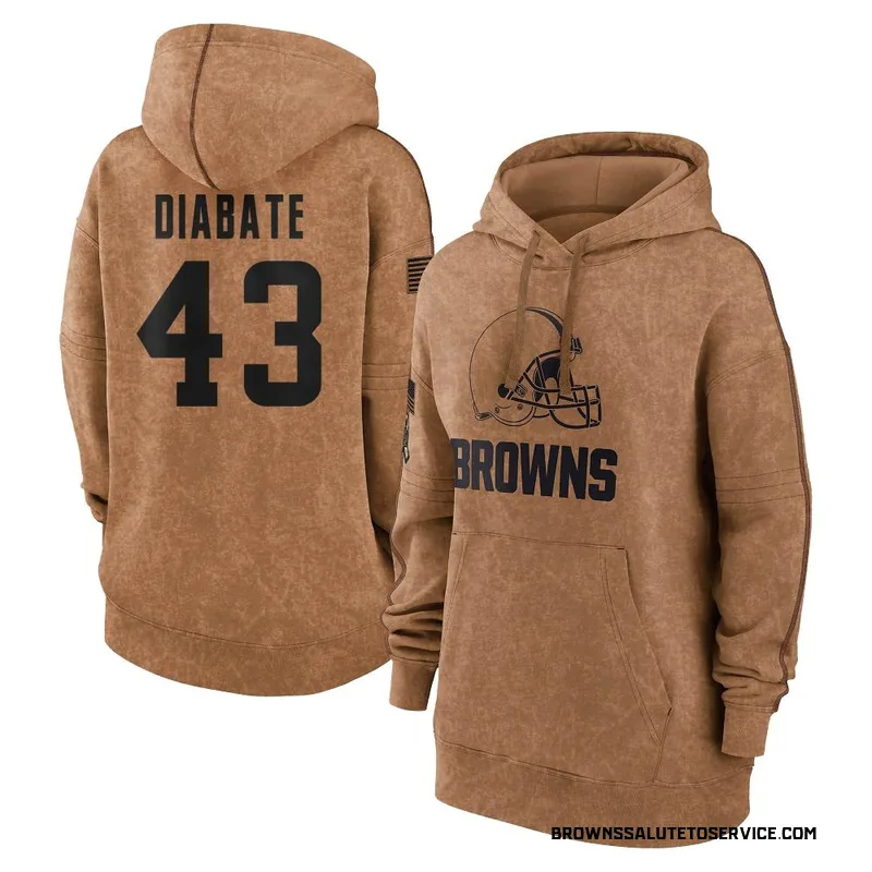 Women's Mohamoud Diabate Cleveland Browns Brown 2023 Salute To Service Pullover Hoodie