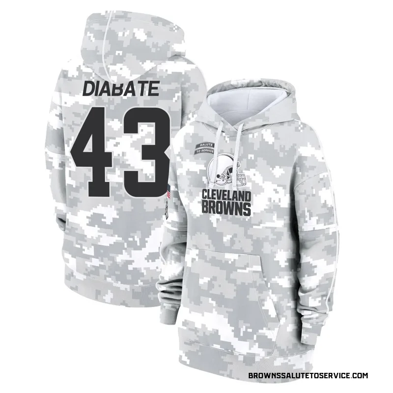 Women's Mohamoud Diabate Cleveland Browns Camo Arctic 2024 Salute to Service Club Fleece Pullover Hoodie