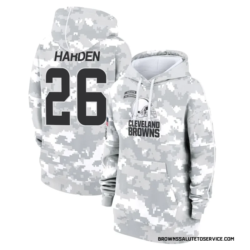 Women's Myles Harden Cleveland Browns Camo Arctic 2024 Salute to Service Club Fleece Pullover Hoodie