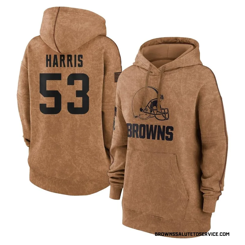 Women's Nick Harris Cleveland Browns Brown 2023 Salute To Service Pullover Hoodie