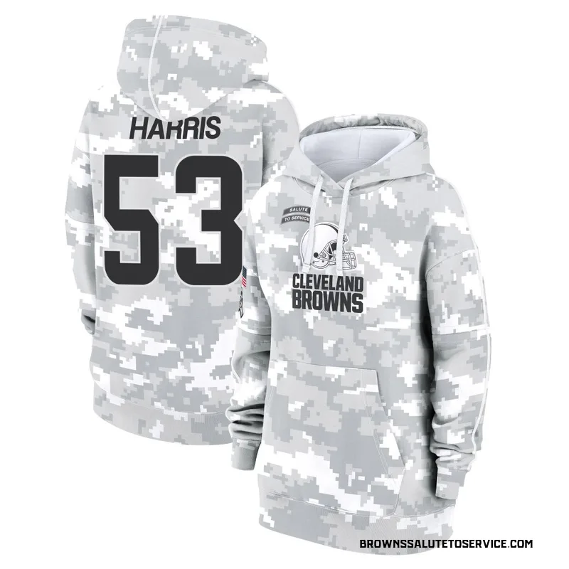 Women's Nick Harris Cleveland Browns Camo Arctic 2024 Salute to Service Club Fleece Pullover Hoodie