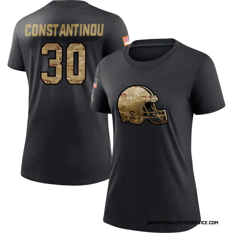 Women's Nik Constantinou Cleveland Browns Black 2020 Salute To Service Performance T-Shirt