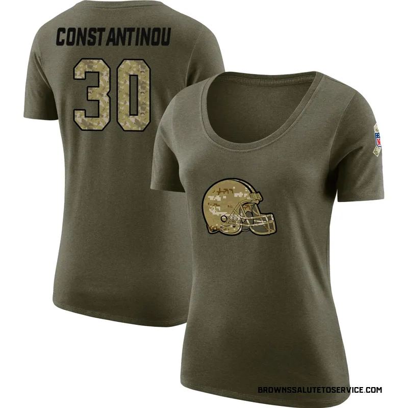 Women's Nik Constantinou Cleveland Browns Legend Olive Salute to Service Scoop Neck T-Shirt