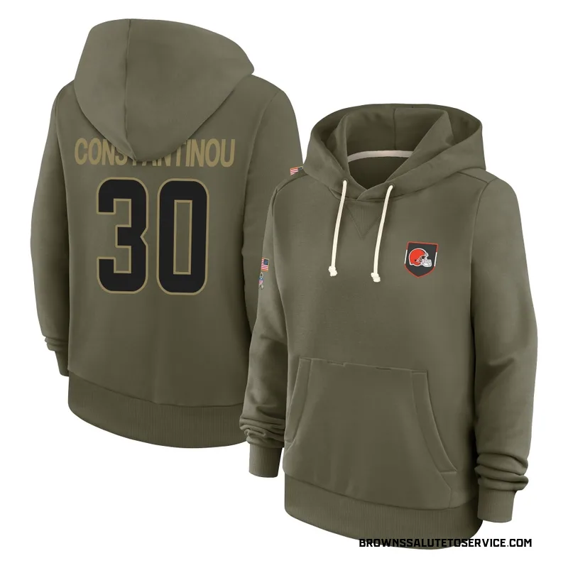 Women's Nik Constantinou Cleveland Browns Olive 2025 Salute to Service Hoodie