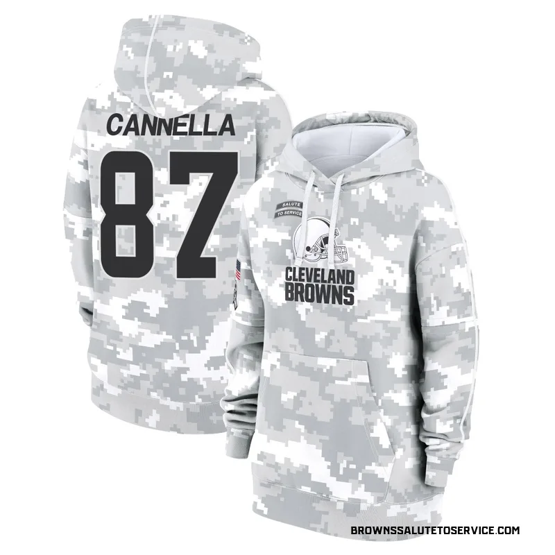 Women's Sal Cannella Cleveland Browns Camo Arctic 2024 Salute to Service Club Fleece Pullover Hoodie