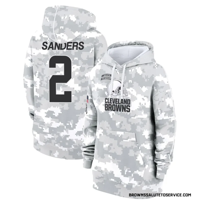 Women's Shedeur Sanders Cleveland Browns Camo Arctic 2024 Salute to Service Club Fleece Pullover Hoodie
