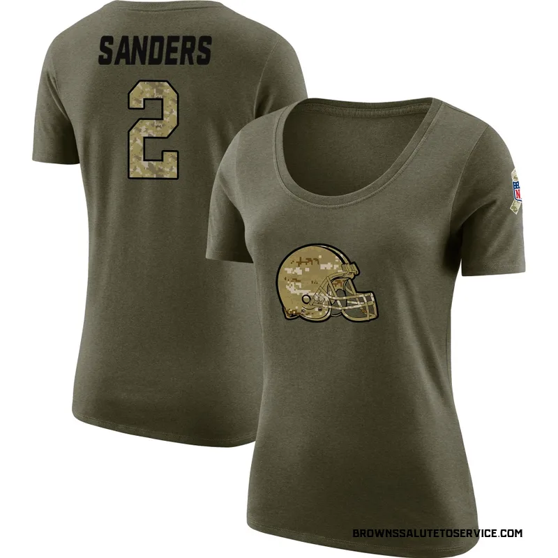 Women's Shedeur Sanders Cleveland Browns Legend Olive Salute to Service Scoop Neck T-Shirt