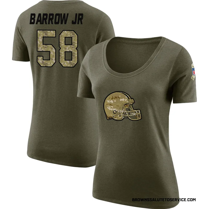 Women's Simeon Barrow Jr. Cleveland Browns Legend Olive Salute to Service Scoop Neck T-Shirt