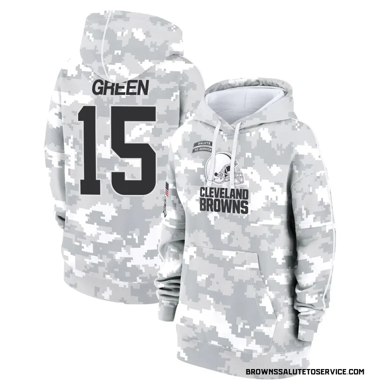 Women's Taylen Green Cleveland Browns Camo Arctic 2024 Salute to Service Club Fleece Pullover Hoodie