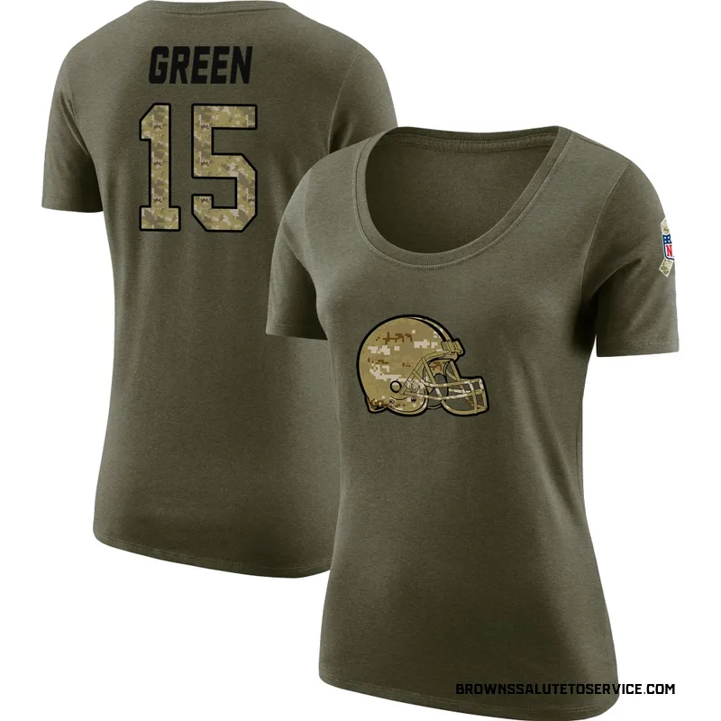 Women's Taylen Green Cleveland Browns Legend Olive Salute to Service Scoop Neck T-Shirt