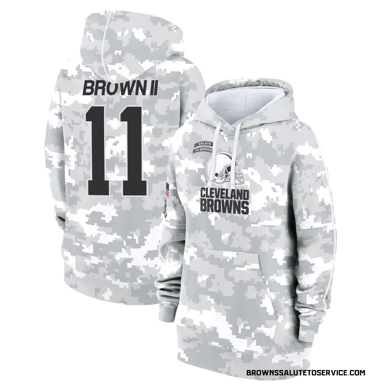Women's Tony Brown II Cleveland Browns Camo Arctic 2024 Salute to Service Club Fleece Pullover Hoodie