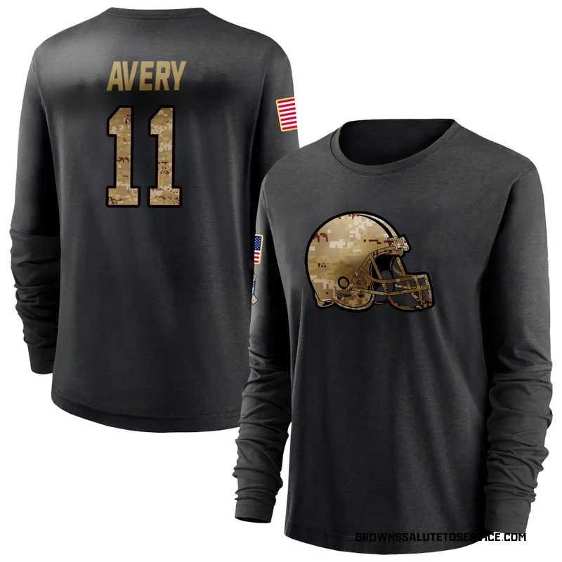 Women's Tre Avery Cleveland Browns Black 2020 Salute To Service Sideline Performance Long Sleeve T-Shirt