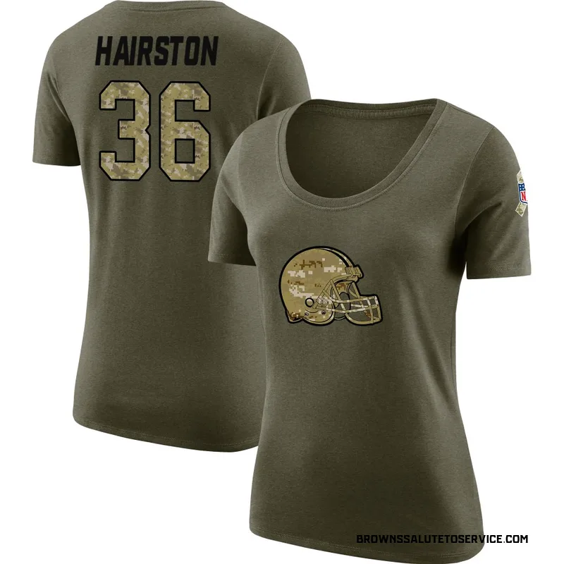 Women's Troy Hairston Cleveland Browns Legend Olive Salute to Service Scoop Neck T-Shirt